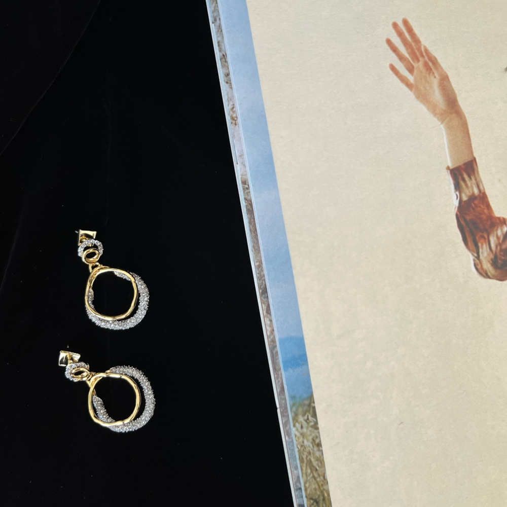 🆕 Alexis Bittar Solanales Gold Crystal Orbit Drop Post Earring - Picture 7 of 7